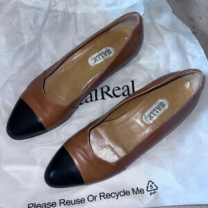 Bally Women's Tan and Black Loafers